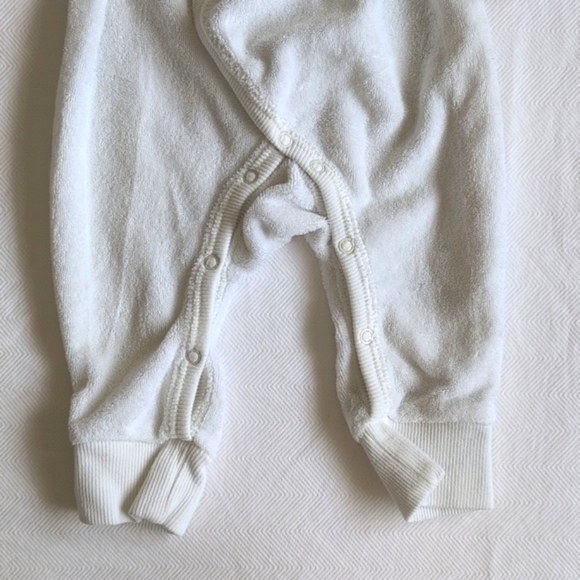 carter's white terry cloth snap kimono style jumpsuit & hat 3 months baby unisex - Picture 3 of 8